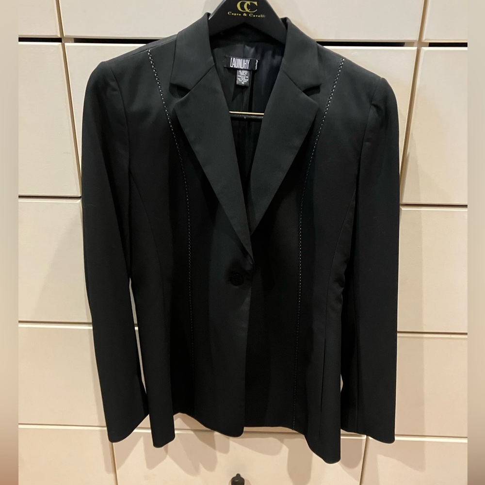 Laundry By Shelli Segal Black Single-Button Tailored Suit Jacket (pants also)